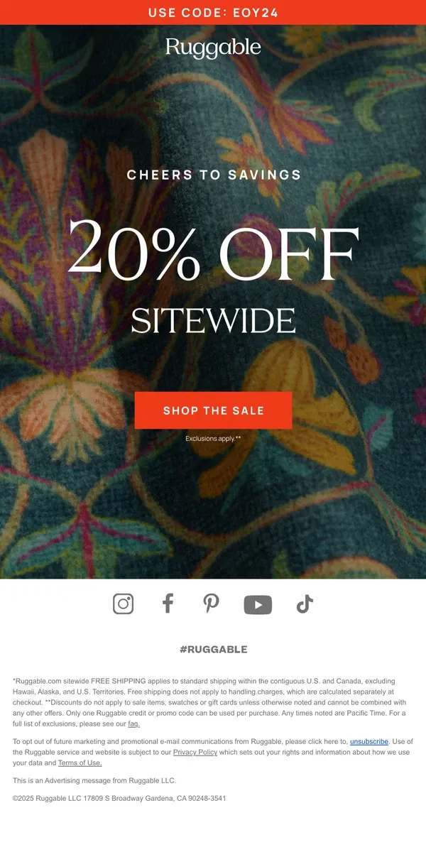 Email from Ruggable. Every. Rug. Is. On. Sale. 🎊