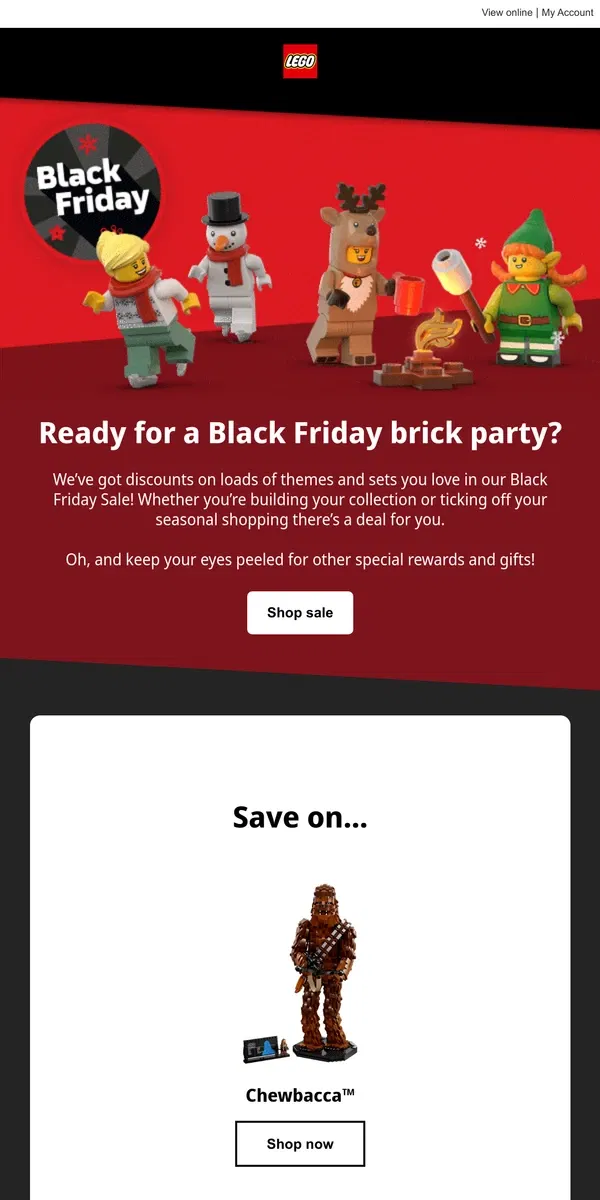 Email from Lego. Build your collection this Black Friday