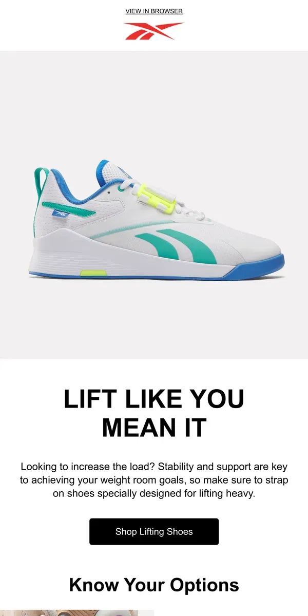 Email from Reebok. Your must-have lifting shoes 🏋️