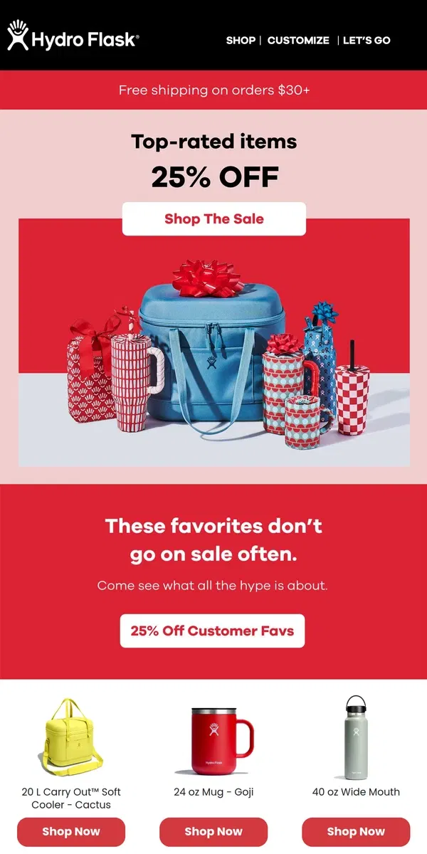 Email from Hydro Flask. 25% off top-rated gifts