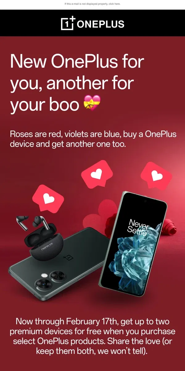 Email from OnePlus. New OnePlus for you, another for your boo💖