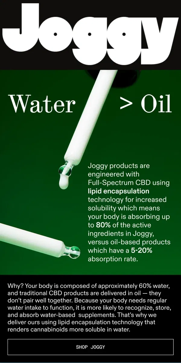 Email from Joggy Energy. Joggy > Oil-Based Alternatives