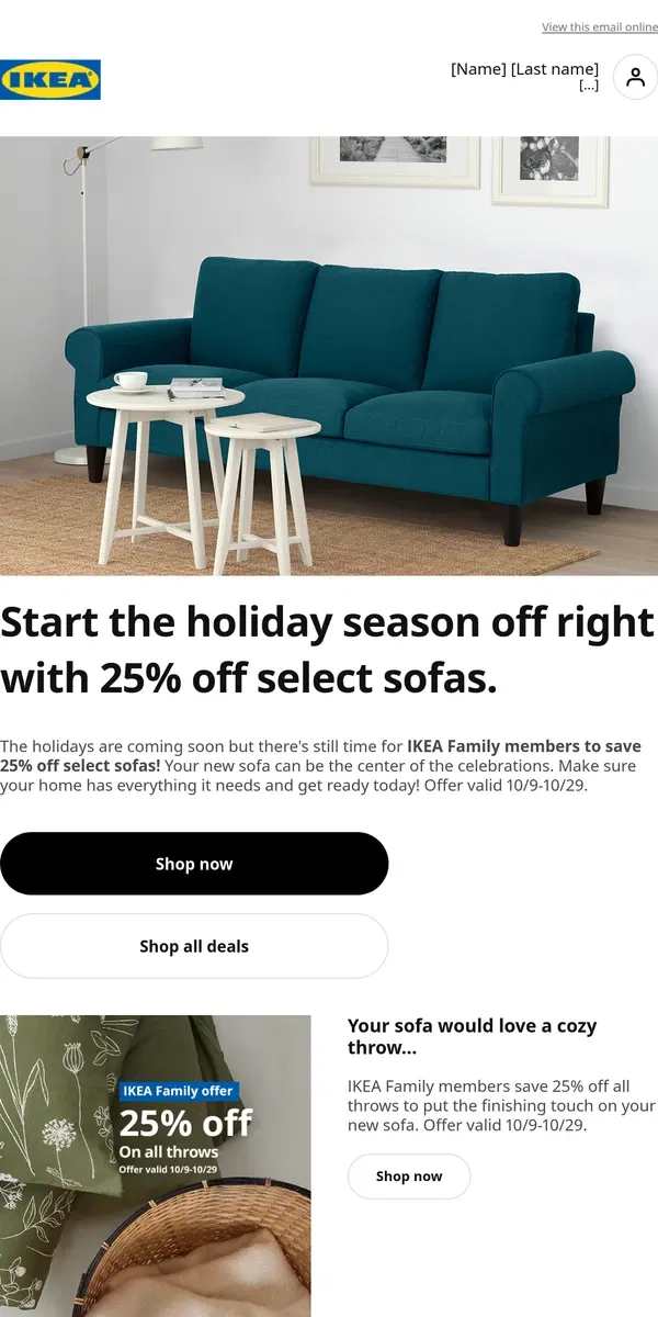 Email from IKEA. We REALLY miss you [Name]‌ 😭