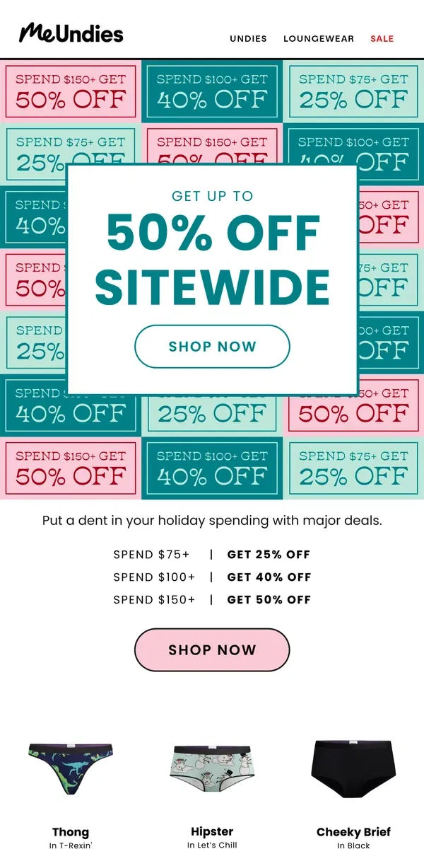 Email from MeUndies. Save On Essentials For The Holidays