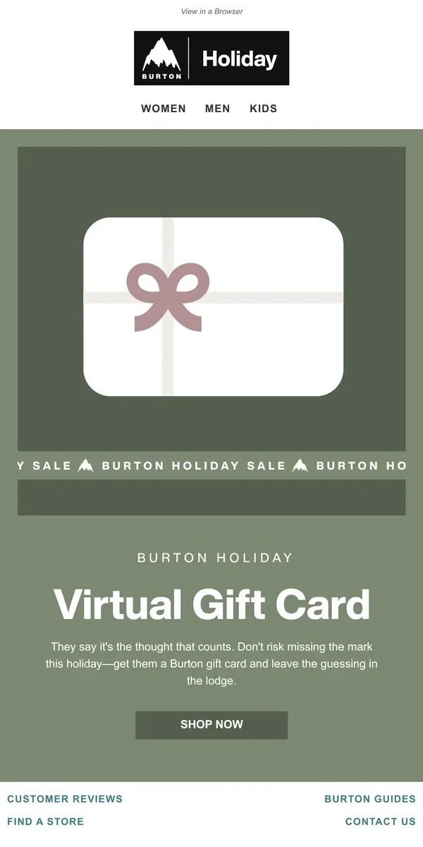 Email from Burton. Give a Gift That Doesn't Suck