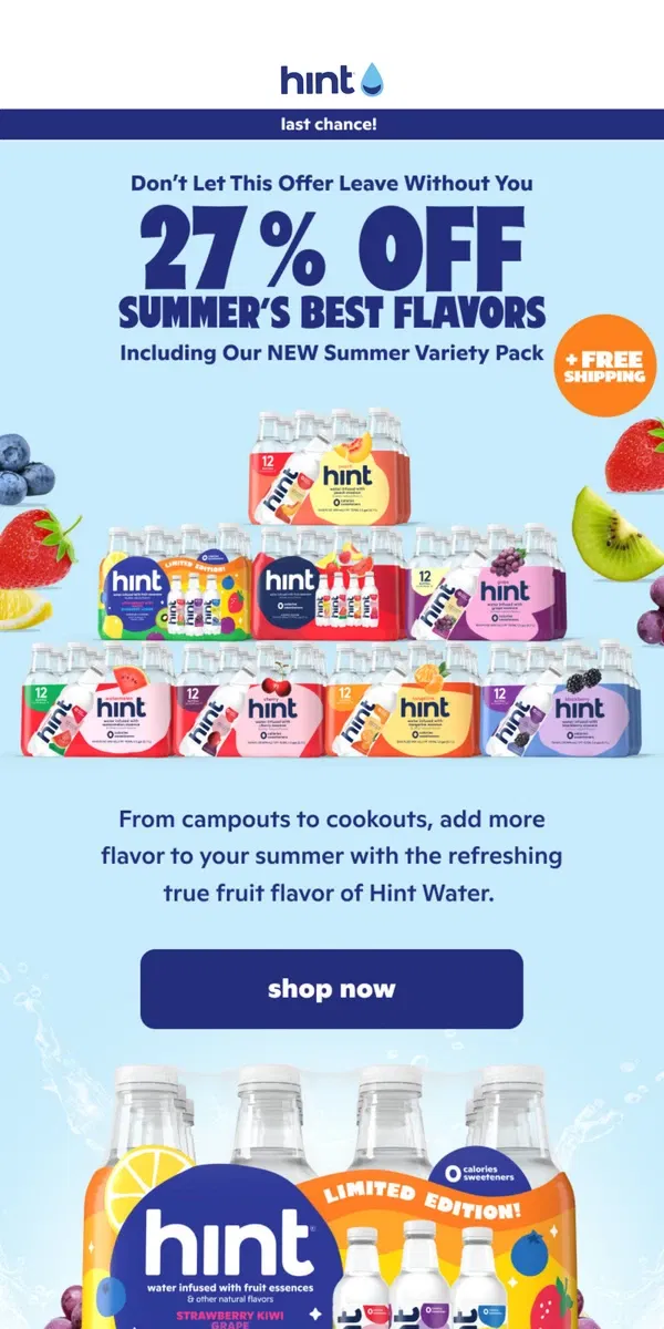 Email from Hint Water. These savings hit the road soon…