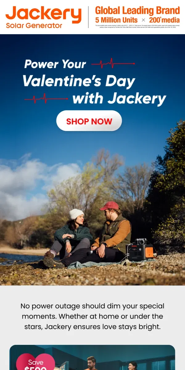 Email from Jackery. Power Your Valentine’s Day with Jackery! | Up to $3,300 Off!