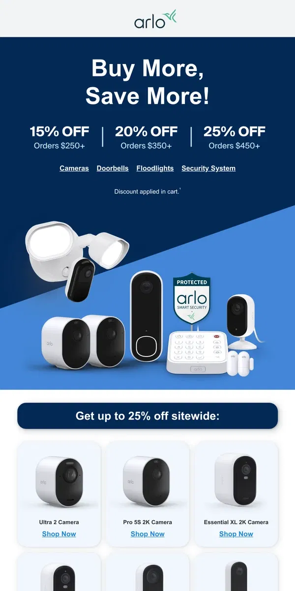 Email from Arlo. Save sitewide!