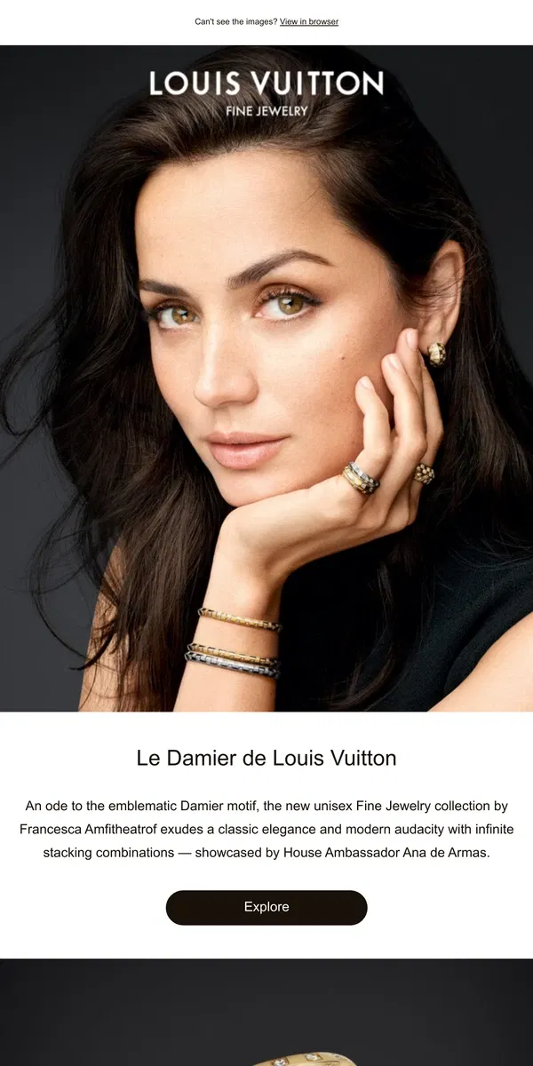 Email from Louis Vuitton. Le Damier de Louis Vuitton: New Fine Jewelry Collection​