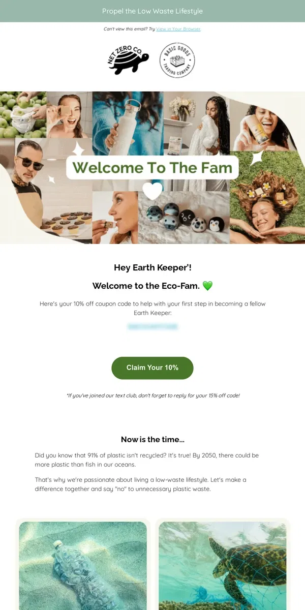 Email from Net Zero Co.. Welcome to Eco-Collective. 🌎