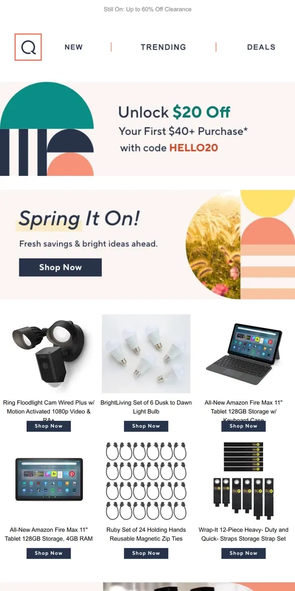 Email from QVC. Spring It On! Fresh Savings, Bright Ideas