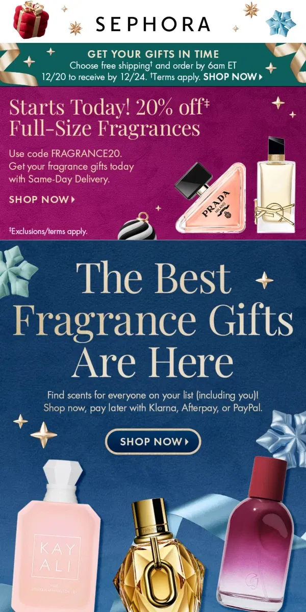 Email from Sephora. ✨ Full-size ✨ fragrances are 20% off starting today