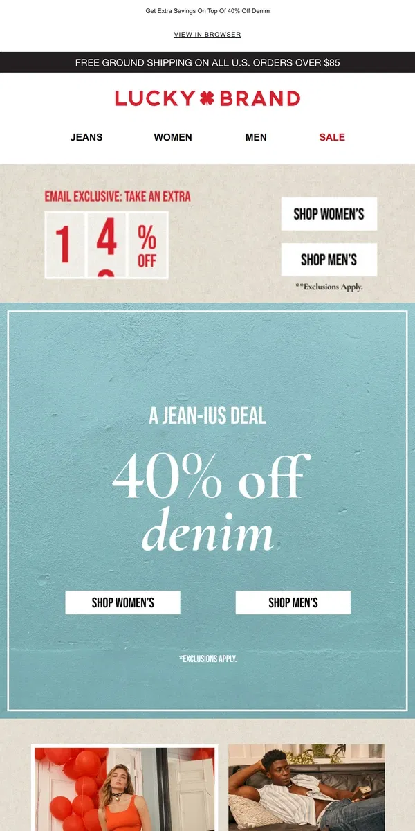 Email from Lucky Brand. Extra 15% Off Your Purchase Ends Soon!