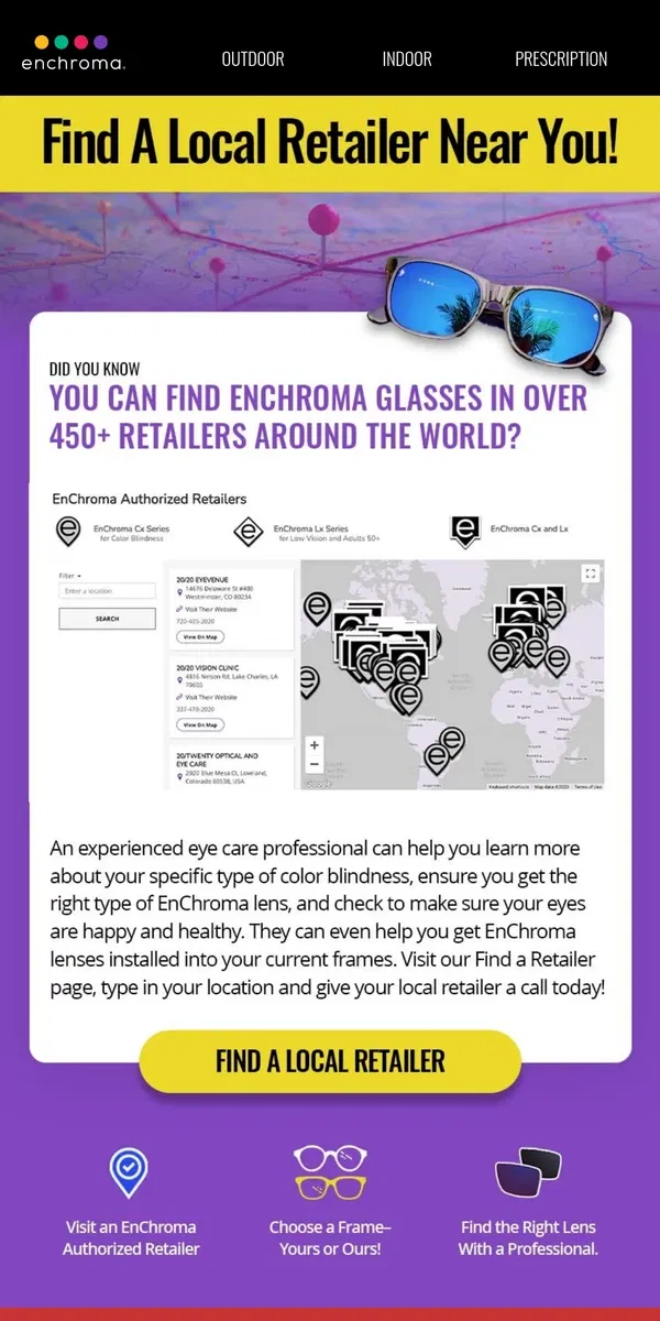 Email from EnChroma. Find a local retailer near you!