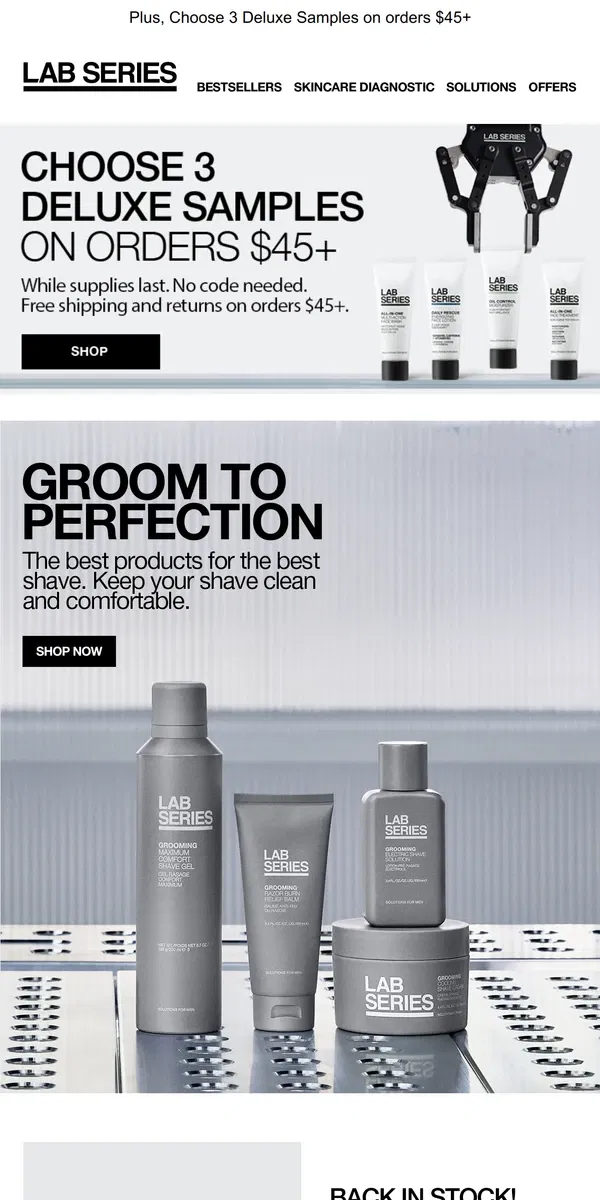 Email from Lab Series. Groom to Perfection