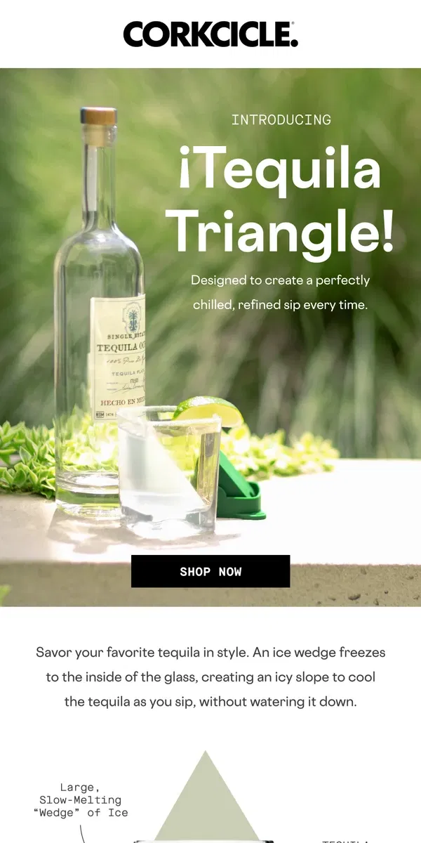 Email from CORKCICLE. Introducing Tequila Triangle