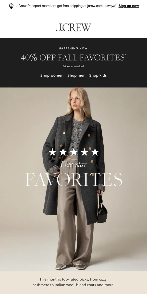 Email from J.Crew. Top-rated fall sweaters, boots & more