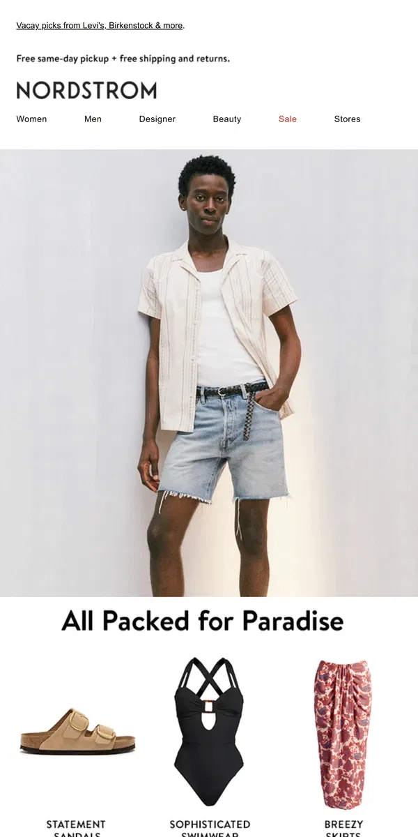 Email from Nordstrom. Beach bound? Pack these