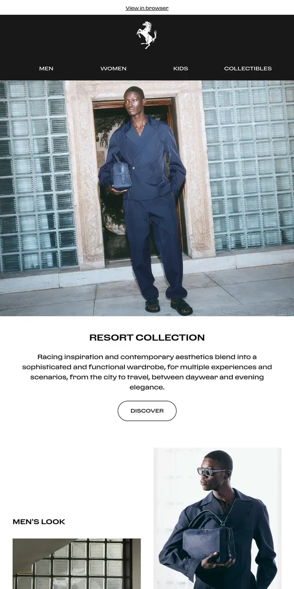 Email from Ferrari. New Arrivals: Resort Collection