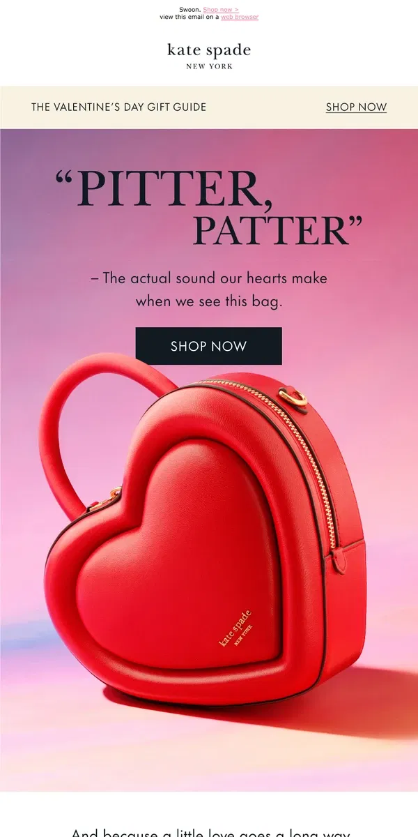 Email from Kate Spade. Our 3D heart bag is calling your name