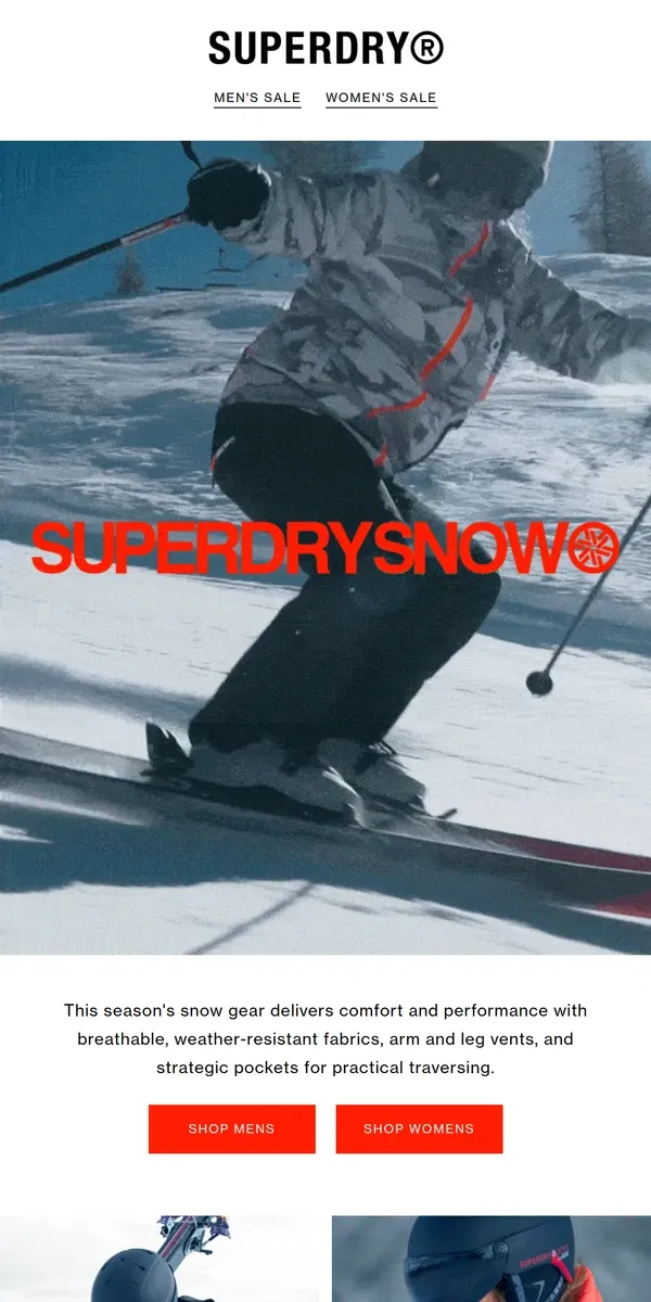 Email from Superdry. Snow Style: High-Performance Outerwear