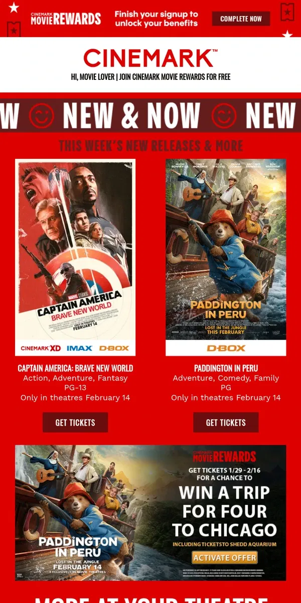 Email from Cinemark. See what's New & Now at Cinemark