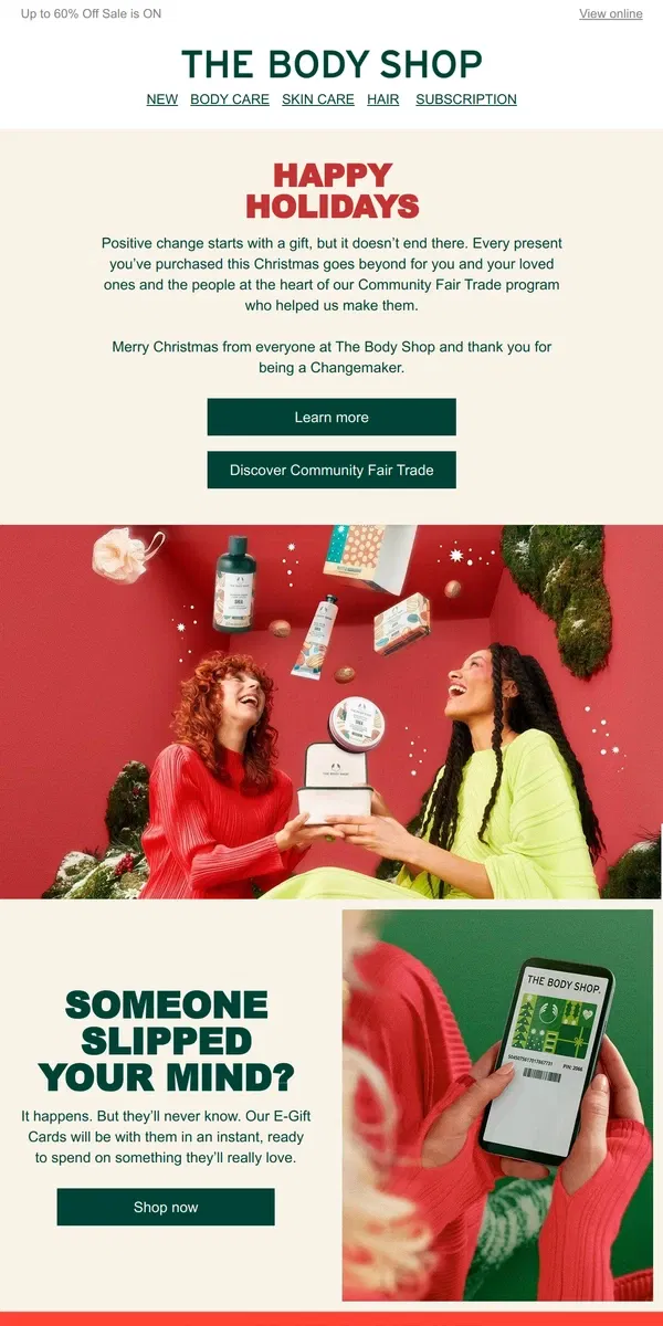 Email from The Body Shop. Merry Christmas From The Body Shop🌍💖