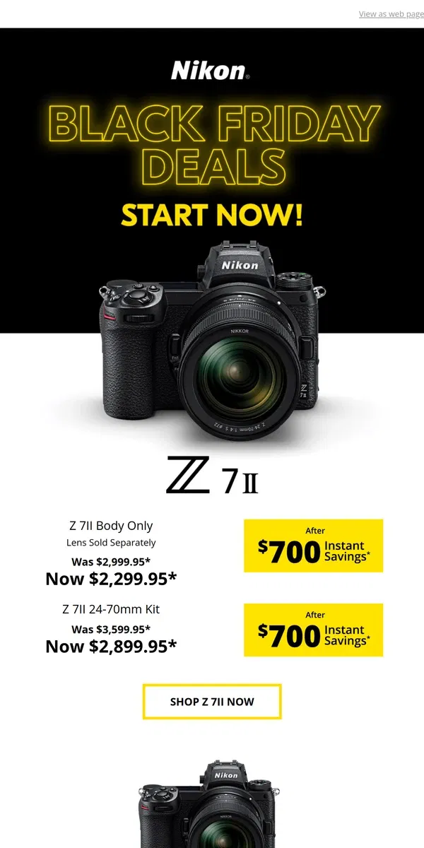 Email from Nikon. Black Friday Deals Start Now!