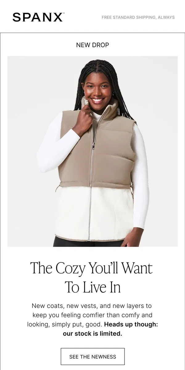 Email from SPANX. NEW LAYERS ALERT