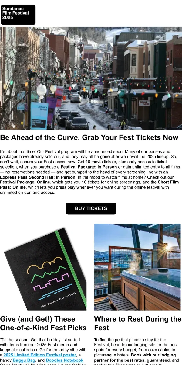 Email from Sundance. Get ready for the 2025 program announcement!