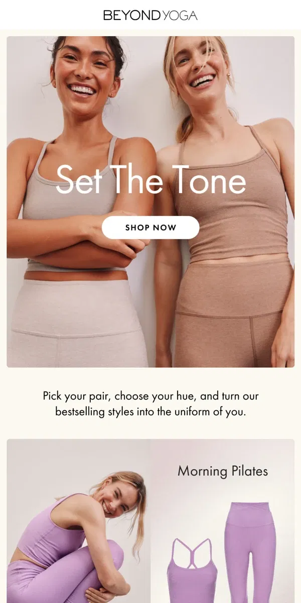 Email from Beyond Yoga. Make Your Own Matching Set