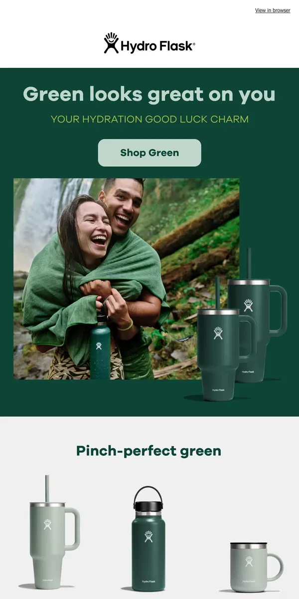 Email from Hydro Flask. Meet your lucky charm 🍀