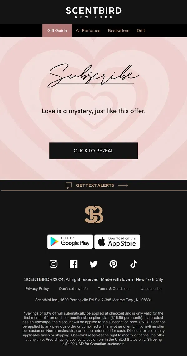 Email from Scentbird. 48 Hours Left! Valentine's Day mystery offer 💝