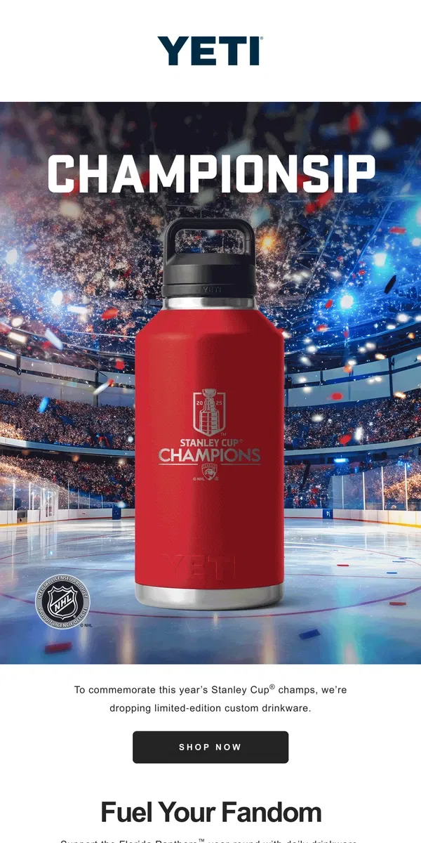 Email from YETI. Congratulations To The Florida Panthers™