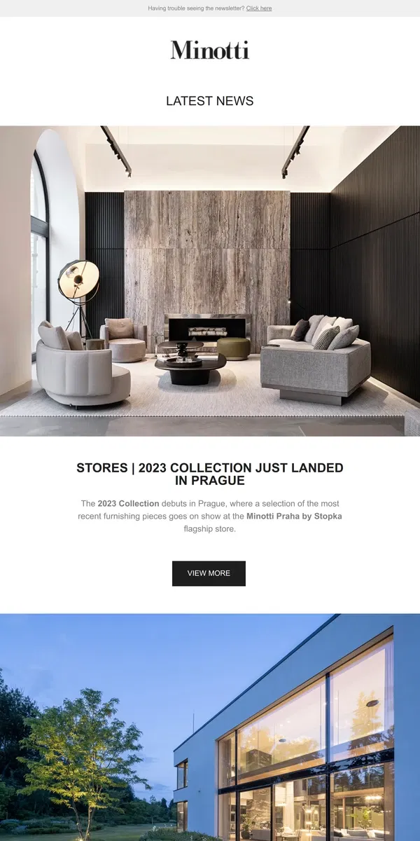 Email from MINOTTI. LATEST NEWS