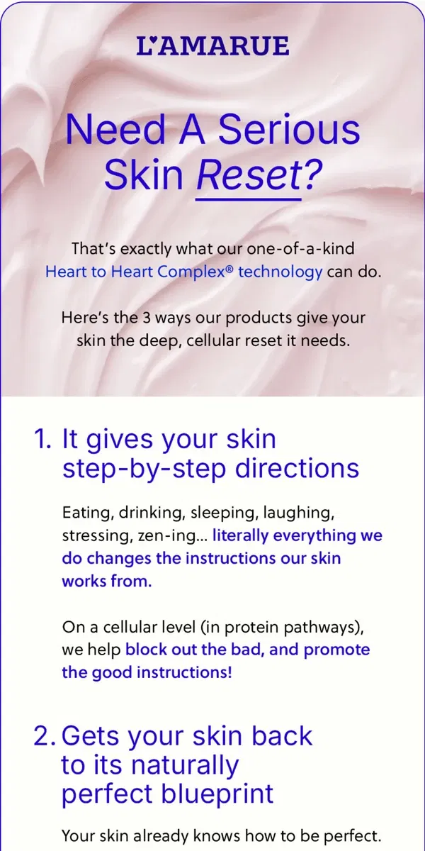 Email from L'AMARUE. The #1 Way To Restore Your Skin 🥰