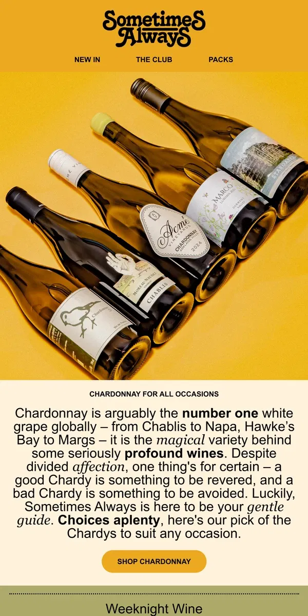 Email from Sometimes Always. 🍇 Chardonnay ➺ For All Occasions