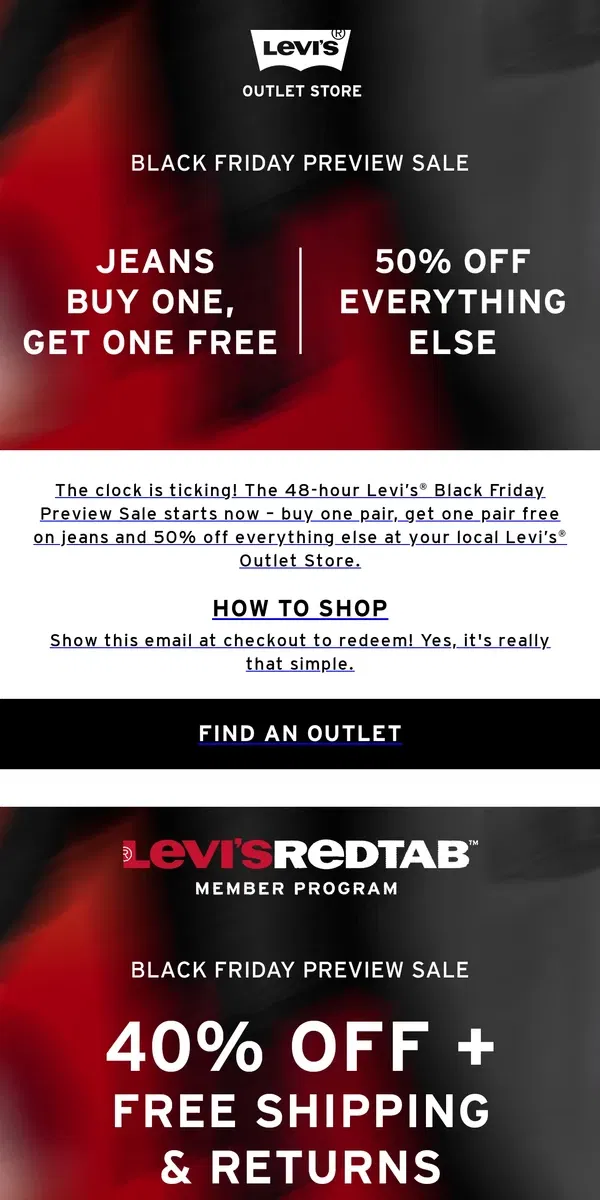 Email from Levi's. STARTS. TODAY.