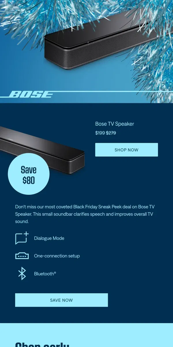 Email from Bose. Save $80 on Bose TV Speaker!