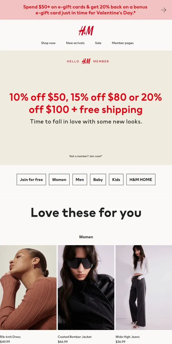 Email from H&M. Get up to 20% off