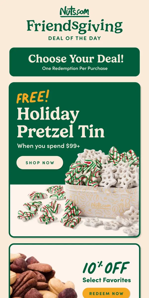 Email from Nuts.com. Unwrap Your FREE Gift 🎁