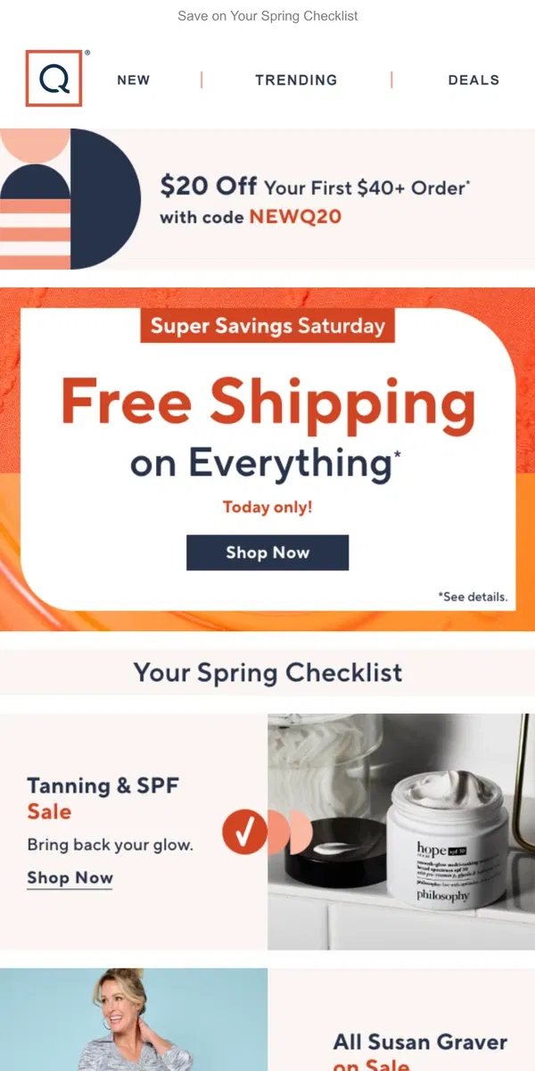 Email from QVC. Today Only! Free Shipping on It All