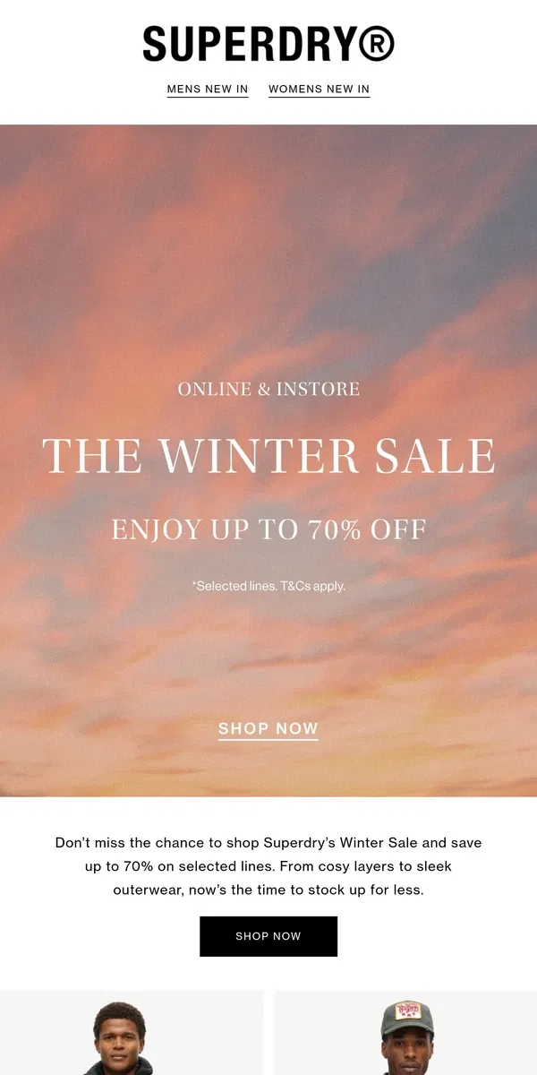 Email from Superdry. The Winter Sale Launch: Up To 70% Off