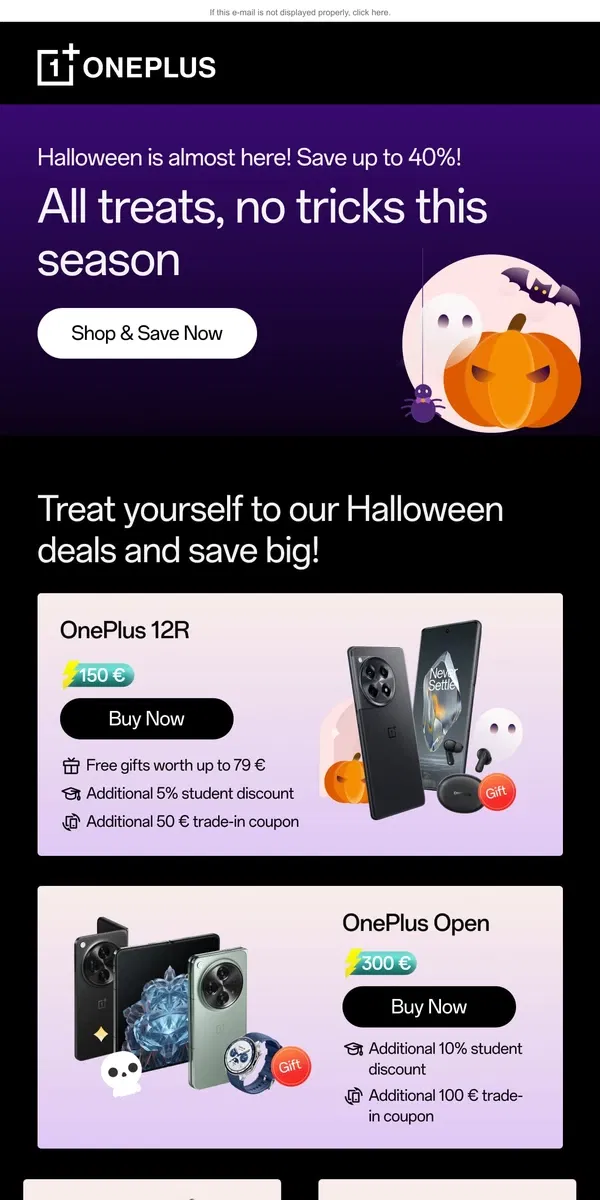 Email from OnePlus. Trick or treat? 🎃