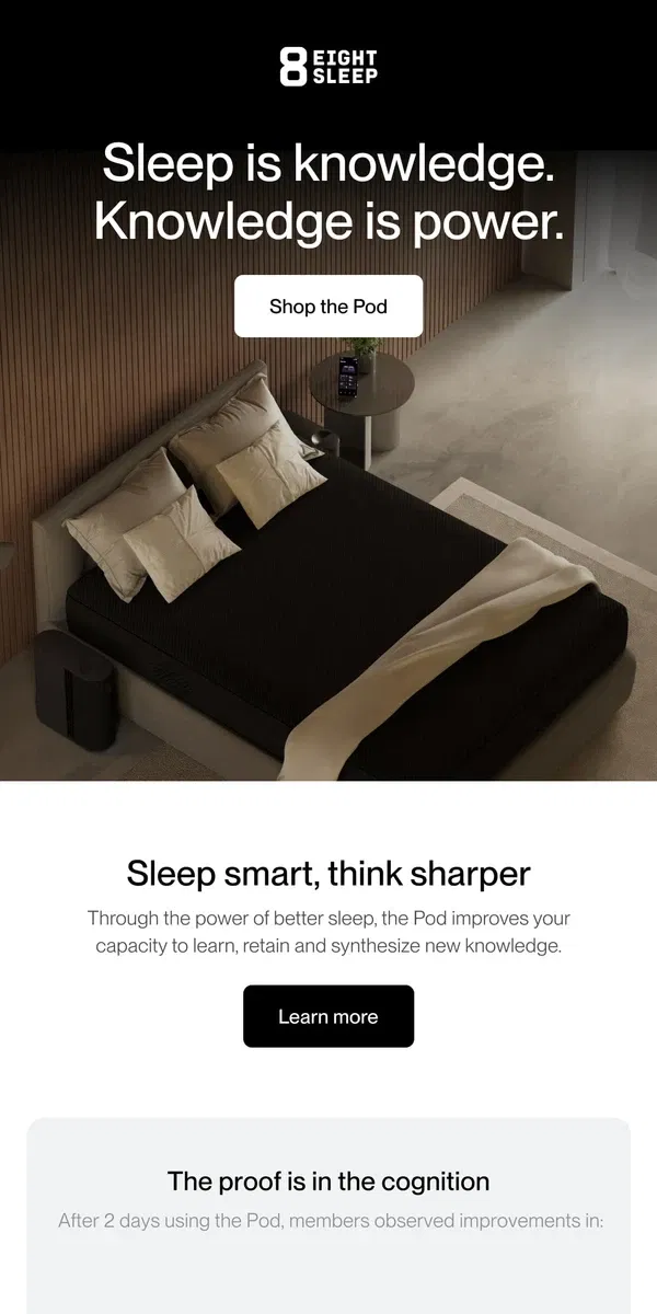 Email from Eight Sleep. Better sleep = better brain health?