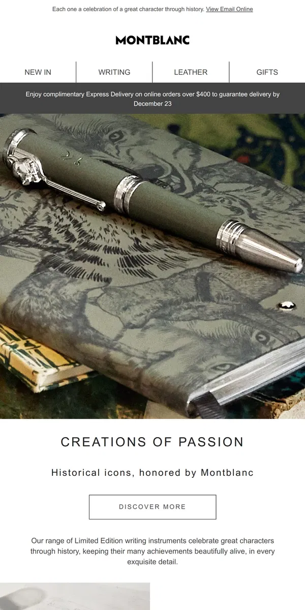 Email from Montblanc. Discover our Limited Edition writing instruments