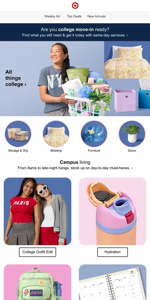 Email from Target. Grab last-minute college essentials, right here ➡️