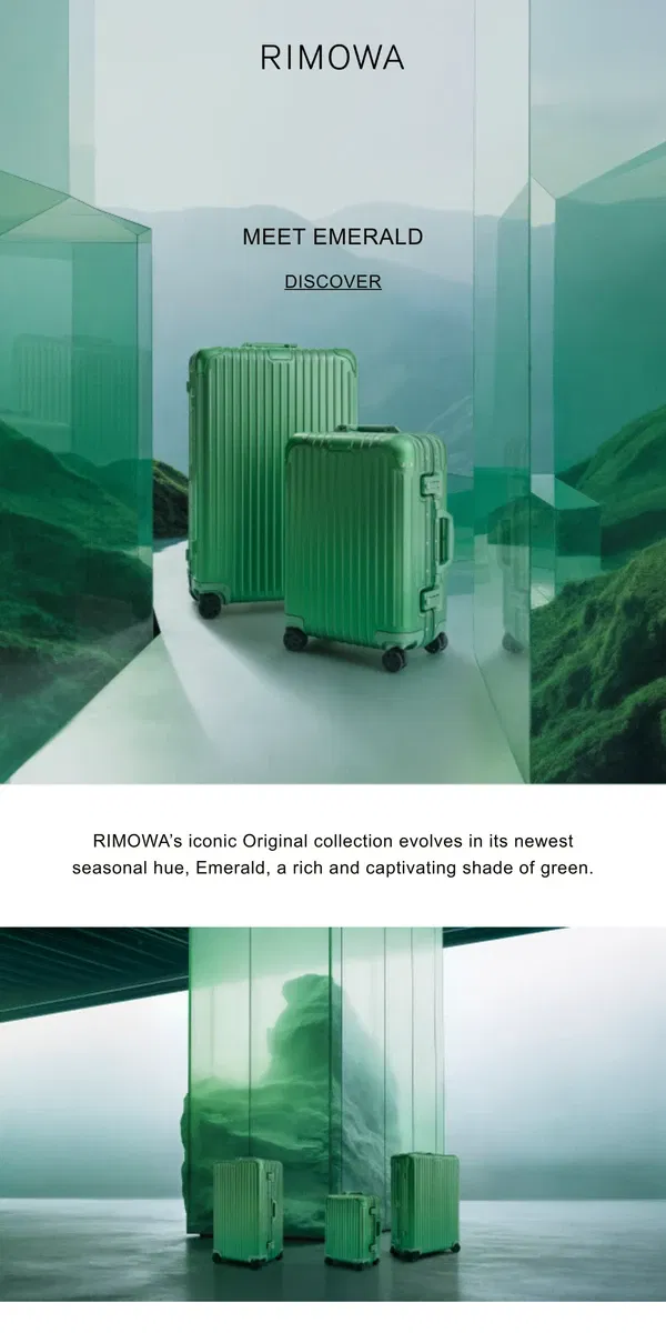 Email from Rimowa. New Color: Original Emerald