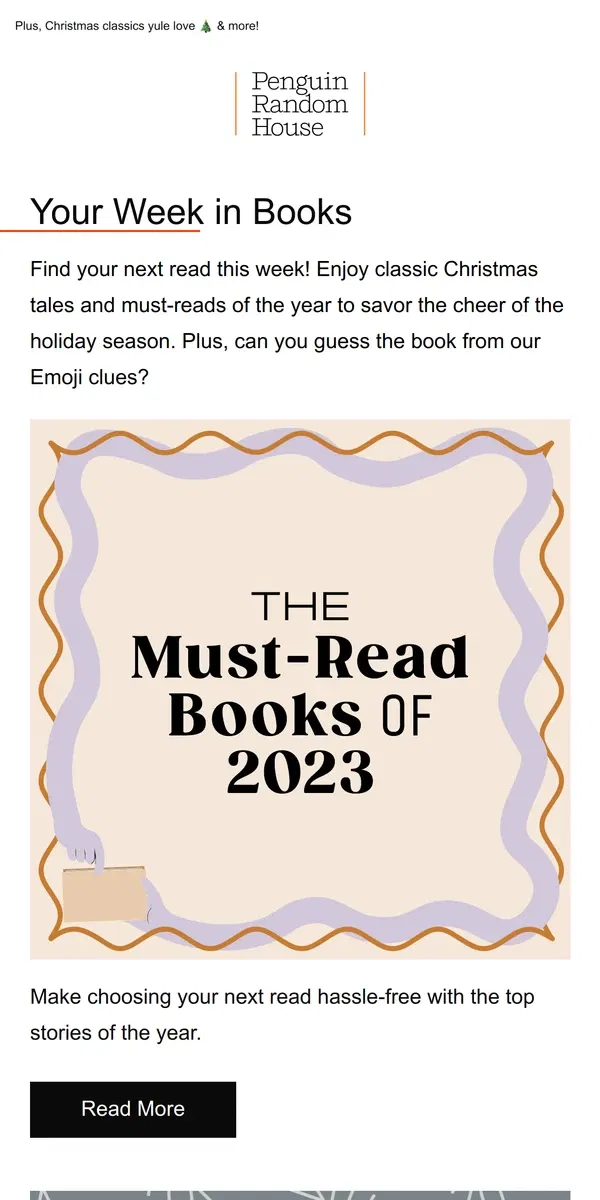 Email from Penguin Random House. Your Week in Books: Must-Reads of 2023