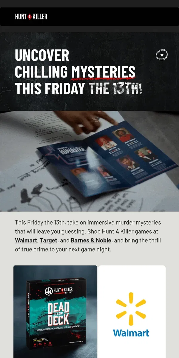 Email from Hunt A Killer. Friday the 13th just got more thrilling